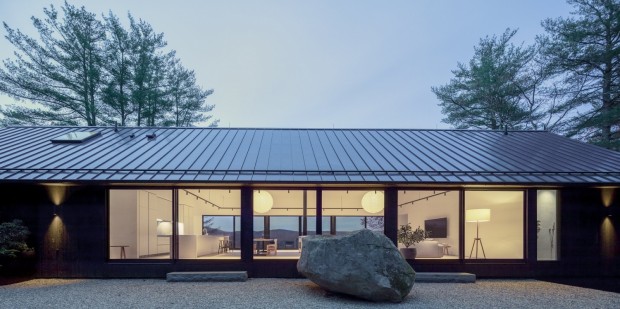 Desai Chia's Ledge House Stands Tall Beside a Prehistoric Boulder in Connecticut Valley