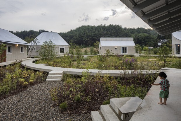 Hoji Gangneung by AOA Architects Introduces a Unique Concrete Ring Design that Connects Cluster of Homes in South Korea's Countryside Living