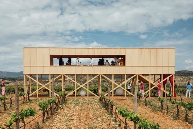 “A Table Elevated in the Landscape” Architectural Structure Situated in a Scenic Vineyard Terrain by J-AF Architecture and González Serrano Studio+
