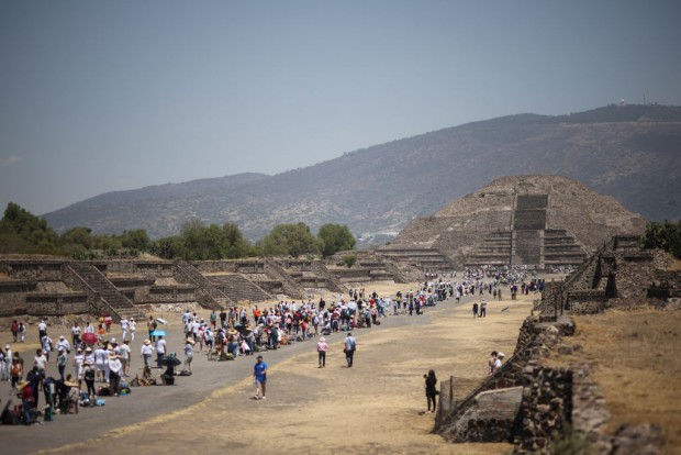 People Gather at Teotihuacan Pyramids For Spring Equinox