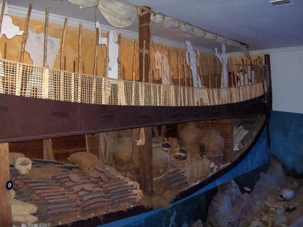 Real-size replica; Uluburun shipwreck, St. Peter's castle, Bodrum, Turkey