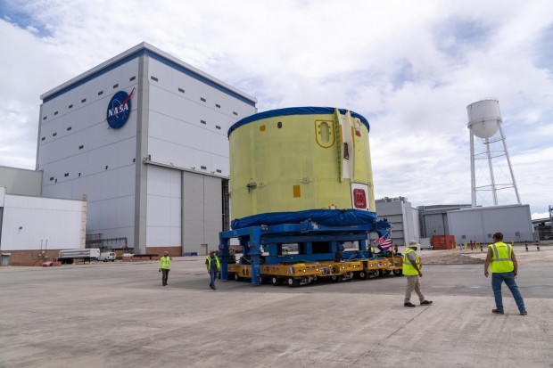 NASA, Boeing Move Artemis IV Rocket Hardware to Barge