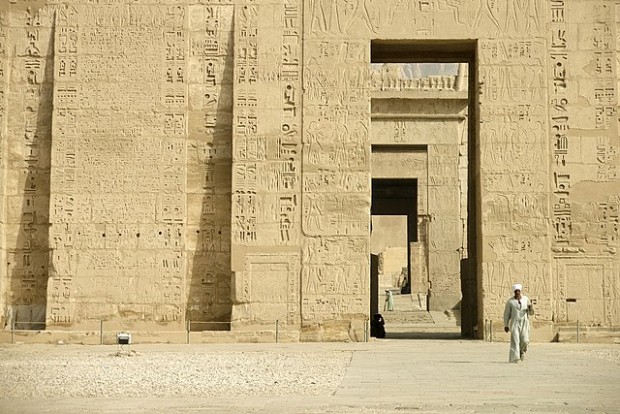 Thebes, Medinet Habu, Egypt, Temple of Ramesses III, First Pylon, Ancient Egypt.jpg