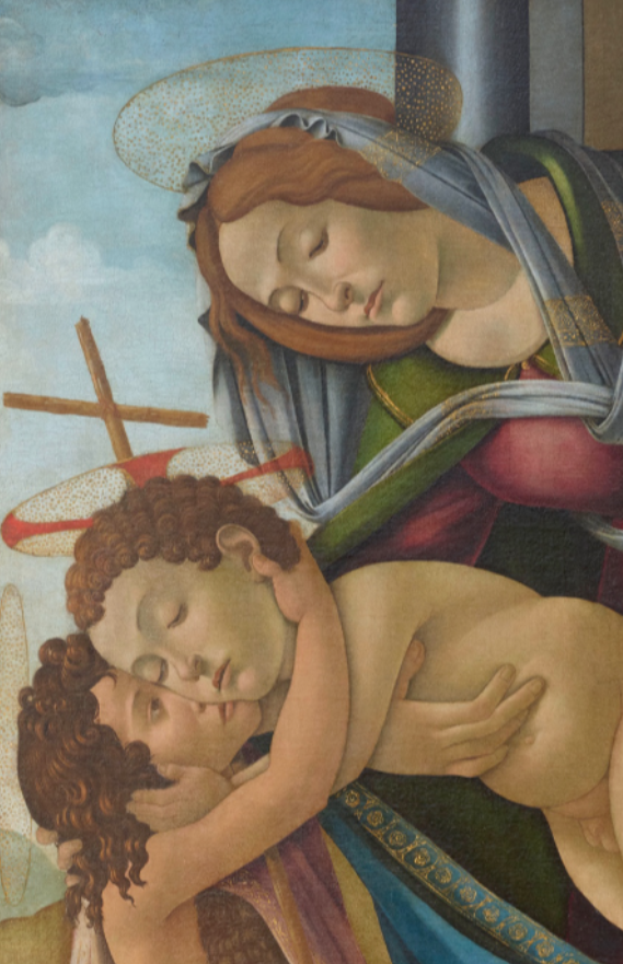 Virgin Mary, Infant Christ, and the young St. John the Baptist, studio of Sandro Botticelli. C. 1510, oil on canvas,