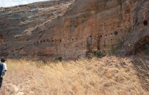 A series of 35 circular rock-cut niches in Madagascar.